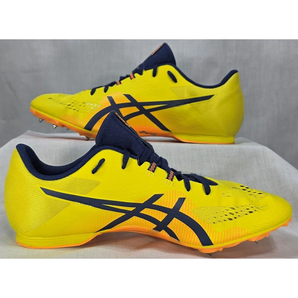Asics Hyper MD 8 Track Field Spikes Men's 10 Yellow Navy Blue‎ Racing Shoes